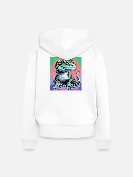 Gecko - Frauen Premium Bio Zip Hoodie - Weiß