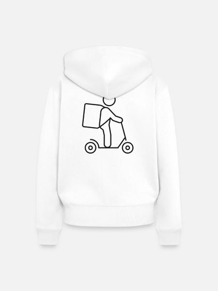Kurierliefer-Scooter-Queue-Symbol - Frauen Premium Bio Zip Hoodie - Weiß