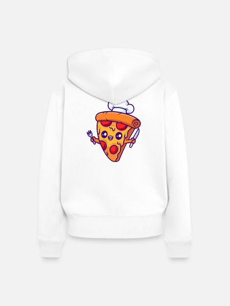 Pizza Slice Chef Maskottchen - Frauen Premium Bio Zip Hoodie - Weiß