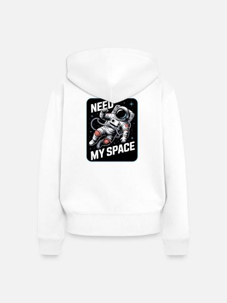 Need My Space Astronaut - Frauen Premium Bio Zip Hoodie - Weiß