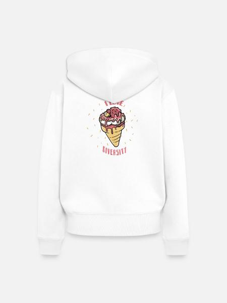 Vielfalt Eiscreme Herz Motiv - Frauen Premium Bio Zip Hoodie - Weiß