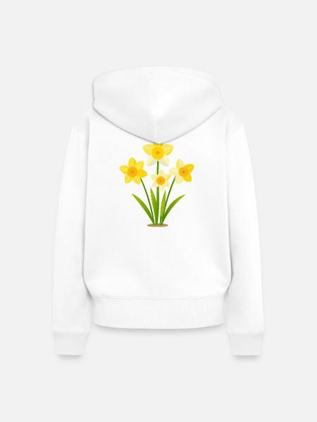 Narzissen - Frauen Premium Bio Zip Hoodie - Weiß