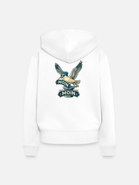 Coole Möwe Moin Moin Norddeutschland - Frauen Premium Bio Zip Hoodie - Weiß