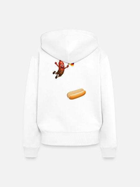Schnitzel, das in ein Brötchen  - Frauen Premium Bio Zip Hoodie - Weiß