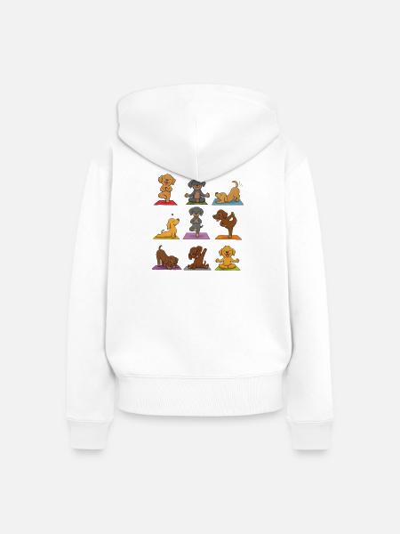 HundeYoga Sammlung auf Matte - Frauen Premium Bio Zip Hoodie - Weiß