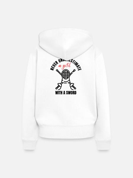 Fechtmädchen-Power - Frauen Premium Bio Zip Hoodie - Weiß