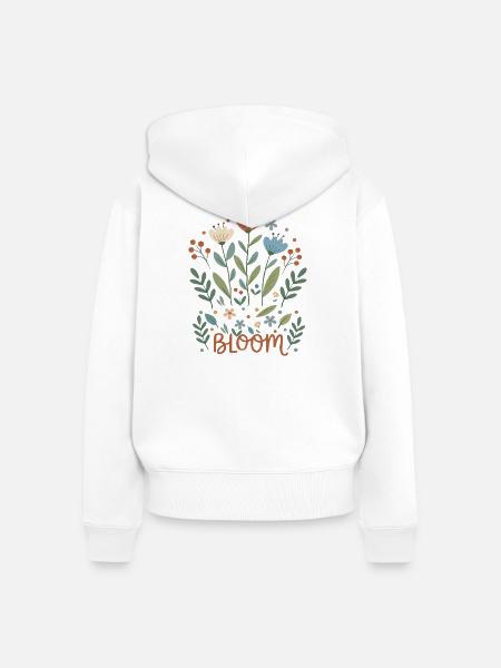 Bloom Blütenzauber Floral - Frauen Premium Bio Zip Hoodie - Weiß
