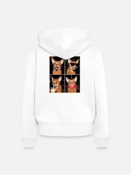 Katzen American Bobtail Katze - Frauen Premium Bio Zip Hoodie - Weiß