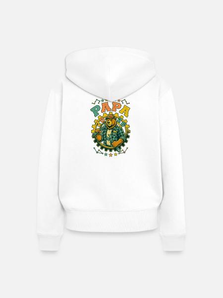 Future Dad 2026 Retro-DIY-Bär - Frauen Premium Bio Zip Hoodie - Weiß
