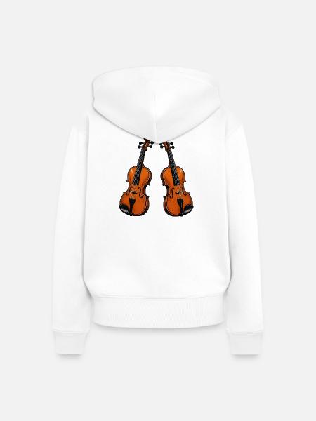 Violine Geige - Frauen Premium Bio Zip Hoodie - Weiß