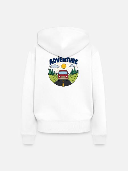 Fahrabenteuer: Sonne und Straße - Frauen Premium Bio Zip Hoodie - Weiß