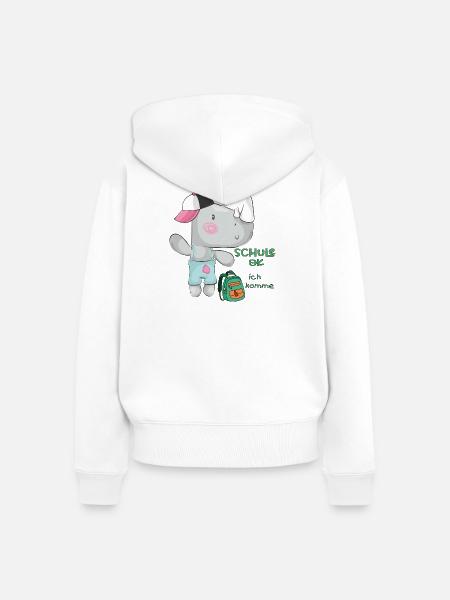 Schulstart Einschulung Dino - Frauen Premium Bio Zip Hoodie - Weiß