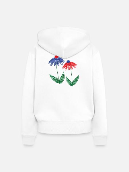 Blumen  Blau Rot - Frauen Premium Bio Zip Hoodie - Weiß