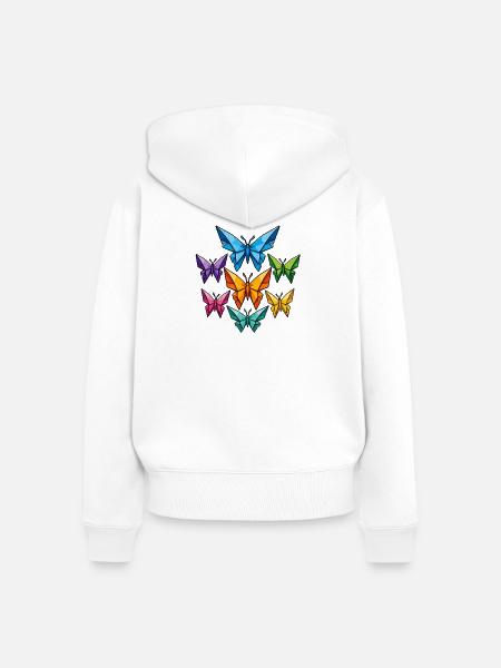 Geometrische Schmetterlinge Farbpalette - Frauen Premium Bio Zip Hoodie - Weiß