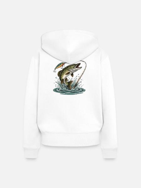 ANGELN. WARTEN. FANGEN. - Frauen Premium Bio Zip Hoodie - Weiß