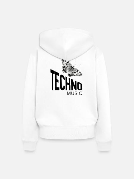 Monochromer Halbton-Schmetterling - Frauen Premium Bio Zip Hoodie - Weiß
