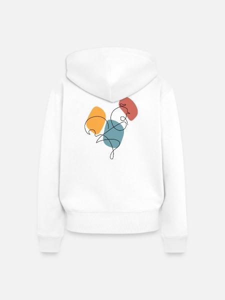 Lineart Hahn mit Farbunterlegung - Frauen Premium Bio Zip Hoodie - Weiß