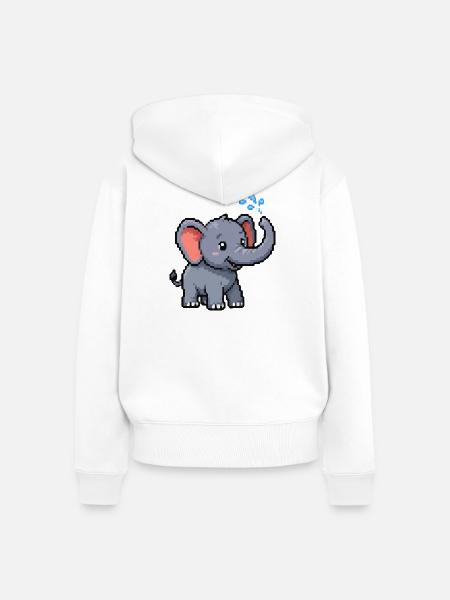 Pixel Elefant mit Blasen - Frauen Premium Bio Zip Hoodie - Weiß
