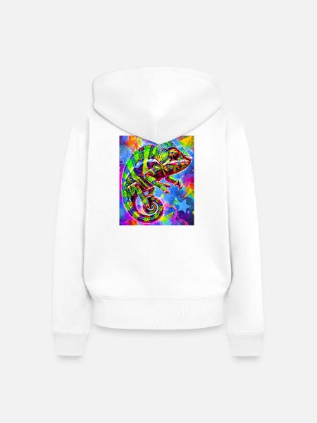 Chamäleon - Frauen Premium Bio Zip Hoodie - Weiß