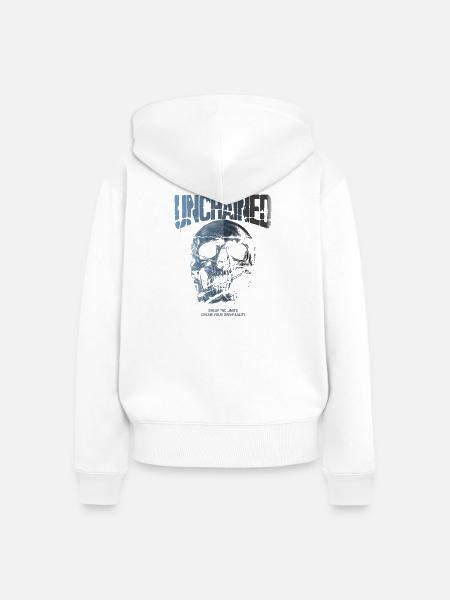 Unchained Skull Breaks Limits - Frauen Premium Bio Zip Hoodie - Weiß