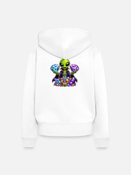Alienischer Schatzmagier - Frauen Premium Bio Zip Hoodie - Weiß