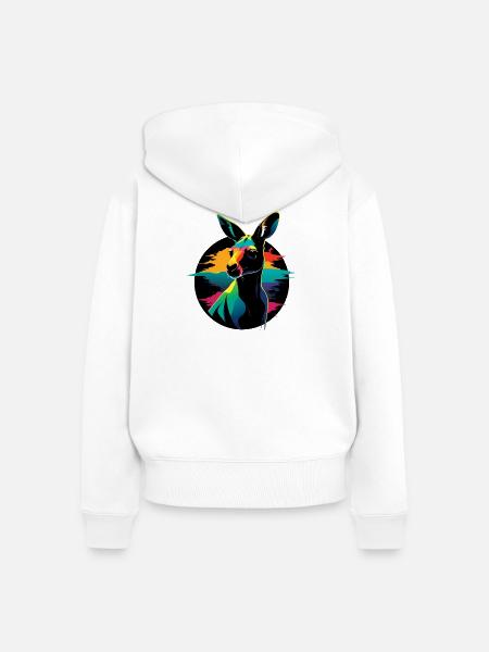 Känguru-Porträt - Frauen Premium Bio Zip Hoodie - Weiß
