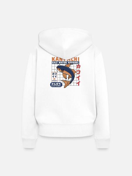 Kanpachi Salzwasser Apparel - Frauen Premium Bio Zip Hoodie - Weiß