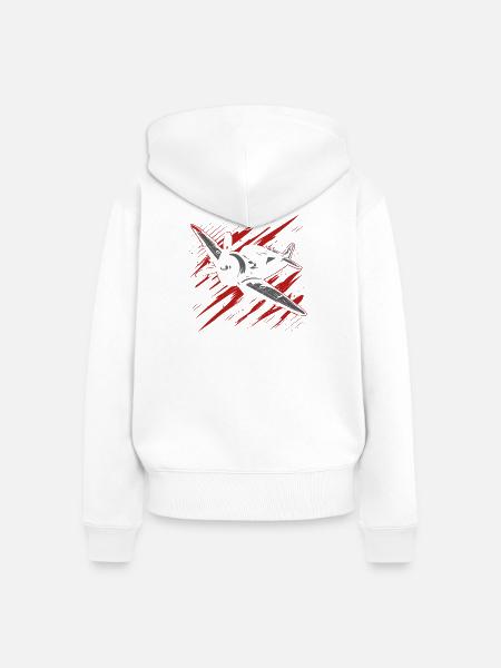 Propellerflugzeug Skizze - Frauen Premium Bio Zip Hoodie - Weiß