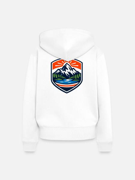 Mountain Sunrise Shield - Frauen Premium Bio Zip Hoodie - Weiß