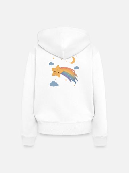 Süße Sternschnuppe mit Regenbogen - Frauen Premium Bio Zip Hoodie - Weiß