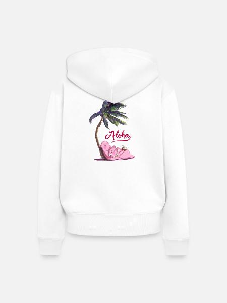 aloha Schweinchenpaar - Frauen Premium Bio Zip Hoodie - Weiß