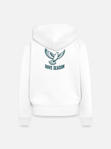 Taubenjagd-Saison: Lustiger Taubenjäger - Frauen Premium Bio Zip Hoodie - Weiß