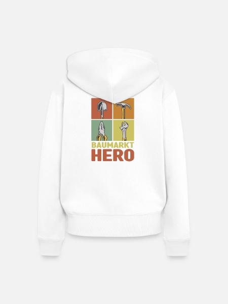 Baumarkt Held Geschenk Heimwerker lustig DIY - Frauen Premium Bio Zip Hoodie - Weiß
