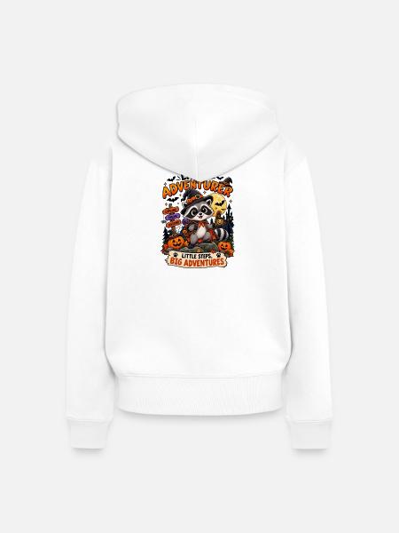 Süßer Waschbär-Abenteurer Halloween - Frauen Premium Bio Zip Hoodie - Weiß
