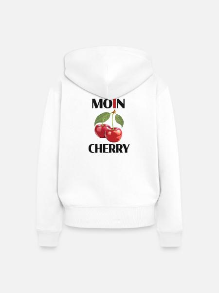 MOIN CHERRY – Norddeutsches Kirschdesign - Frauen Premium Bio Zip Hoodie - Weiß
