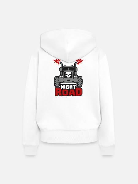Night Road Trucker Logo - Frauen Premium Bio Zip Hoodie - Weiß