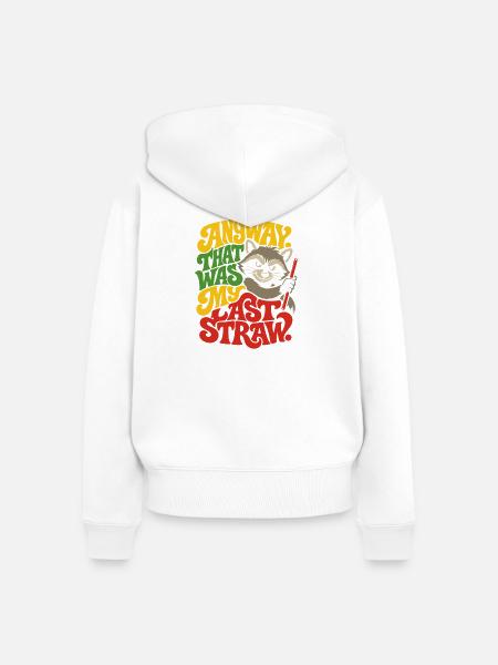 Racoon Last Straw Spruch - Frauen Premium Bio Zip Hoodie - Weiß