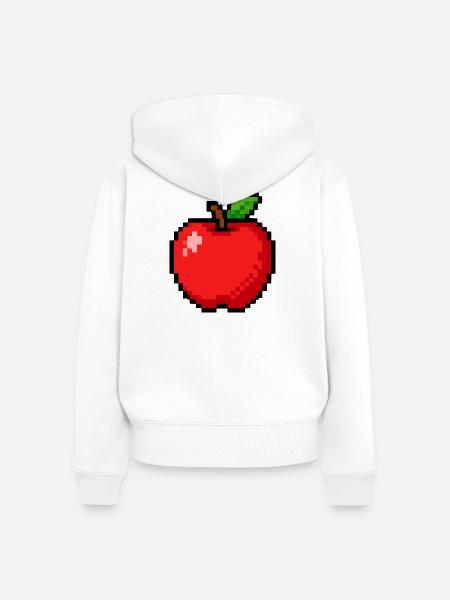 Apfel Pixel Obst - Frauen Premium Bio Zip Hoodie - Weiß