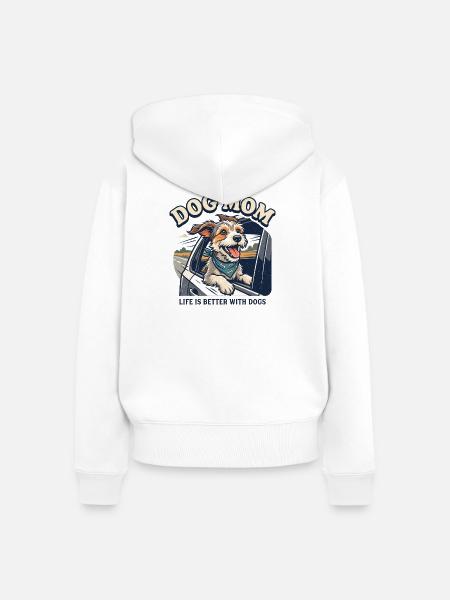 Hundemama - Frauen Premium Bio Zip Hoodie - Weiß