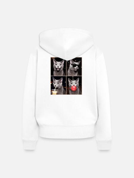 Katzen Russisch Blau Katze - Frauen Premium Bio Zip Hoodie - Weiß