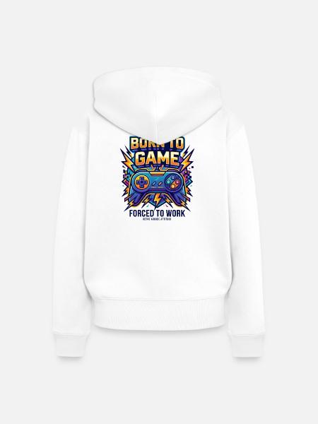 Geboren für das Spiel - Frauen Premium Bio Zip Hoodie - Weiß