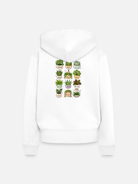 Kawaii Zimmerpflanzen | Urban Jungle - Frauen Premium Bio Zip Hoodie - Weiß