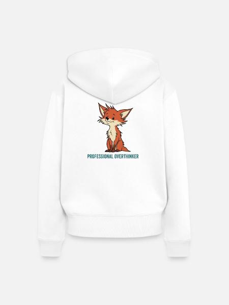 Schlauer Fuchs-Überdenker - Frauen Premium Bio Zip Hoodie - Weiß
