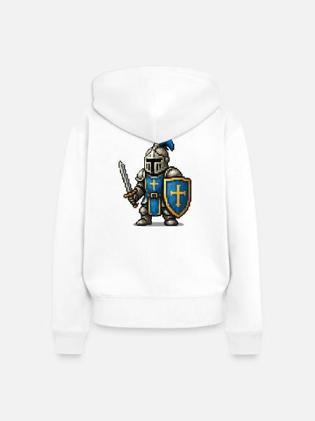 Ritter mit Schild und Schwert - Frauen Premium Bio Zip Hoodie - Weiß