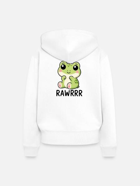 Süßer Frosch Kawaii Cartoon - Frauen Premium Bio Zip Hoodie - Weiß