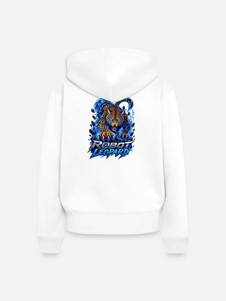 Robot Leopard – Cyber Leopard - Frauen Premium Bio Zip Hoodie - Weiß
