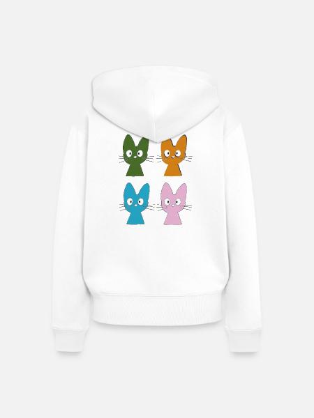 Vier bunte Katzenfreunde - Frauen Premium Bio Zip Hoodie - Weiß