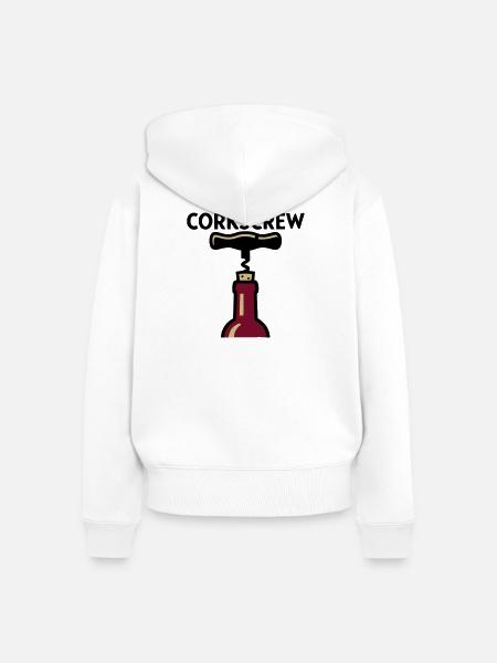 Korkenzieher Wein Grafik - Frauen Premium Bio Zip Hoodie - Weiß