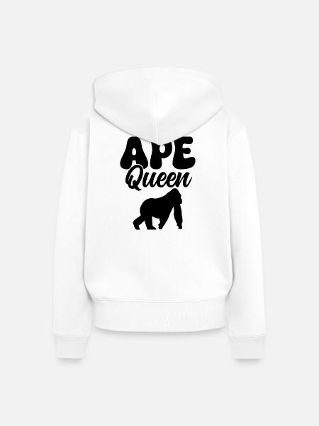 Affe Spruch Silhouette - Frauen Premium Bio Zip Hoodie - Weiß