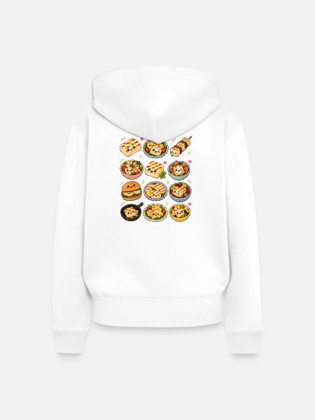 Kawaii Halloumi | Grillkäse & Mediterran - Frauen Premium Bio Zip Hoodie - Weiß